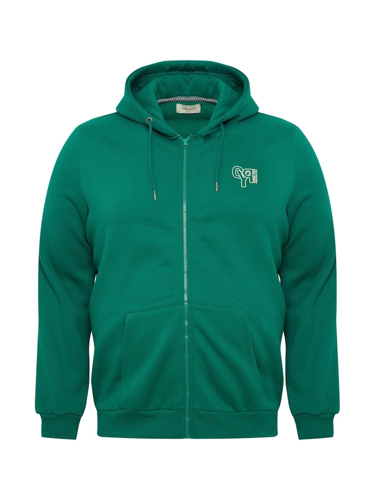 Blend Big & Tall Green Zip Up Hooded Sweatshirt with Chest Print - Image 5 of 5
