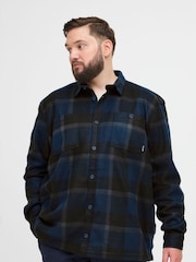 Blend Big & Tall Blue Fleece Check Overshirt - Image 1 of 5