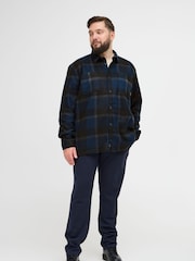 Blend Big & Tall Blue Fleece Check Overshirt - Image 4 of 5
