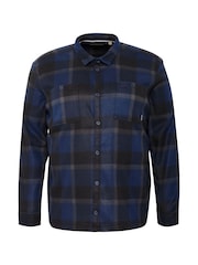 Blend Big & Tall Blue Fleece Check Overshirt - Image 5 of 5