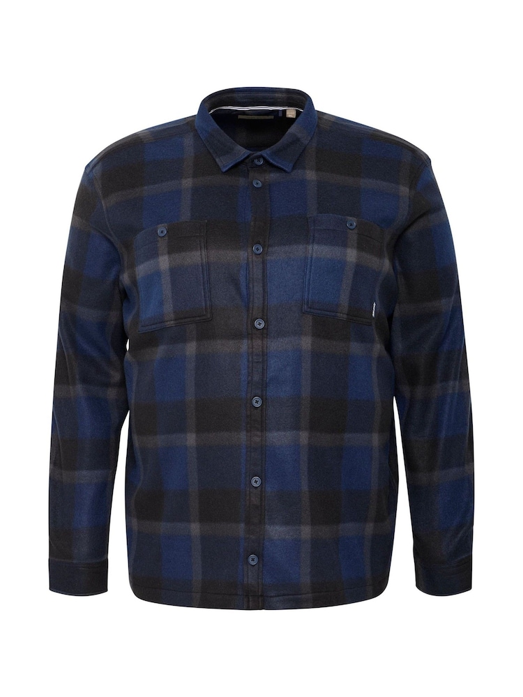 Blend Big & Tall Blue Fleece Check Overshirt - Image 5 of 5