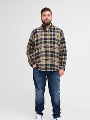 Blend Big & Tall Blue Check Long Sleeve 100% Cotton Shirt - Image 4 of 5