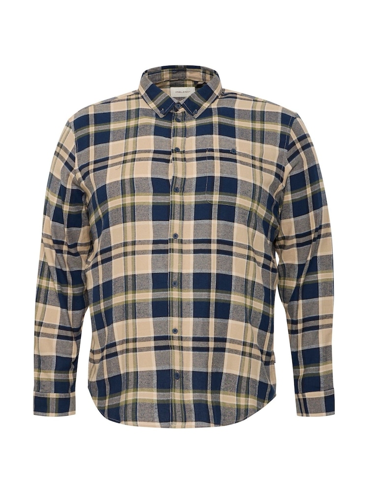 Blend Big & Tall Blue Check Long Sleeve 100% Cotton Shirt - Image 5 of 5