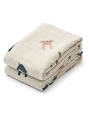 Liewood Natural 100% Organic Cotton Lewis Cloth Muslin 2 Pack - Image 1 of 3