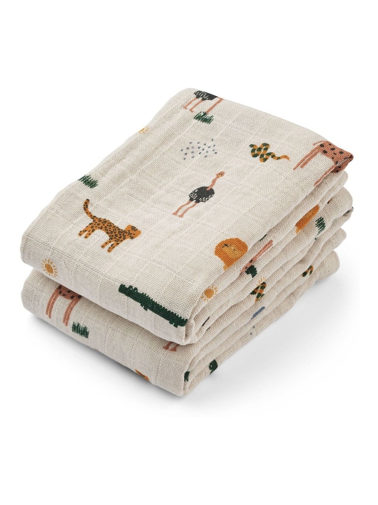 Liewood Natural 100%  Cotton Lewis Muslin Cloth 2 Pack - Image 1 of 2