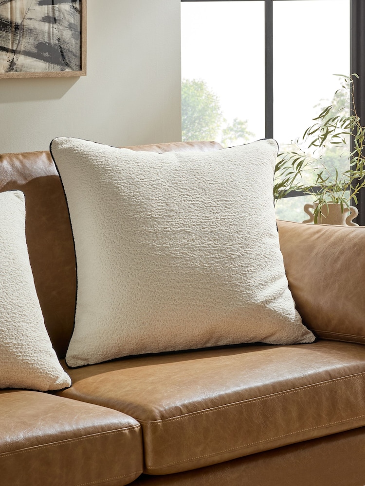 Ivory 59 x 59cm Boucle Chenille Cushion - Image 1 of 5