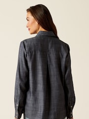 Ariat Oban plissiertes Langarmhemd in Blau - Bild 2 von 4