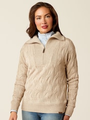 Ariat Alamere Wind Resistant 1/2 Zip Brown Sweater - Image 1 of 5