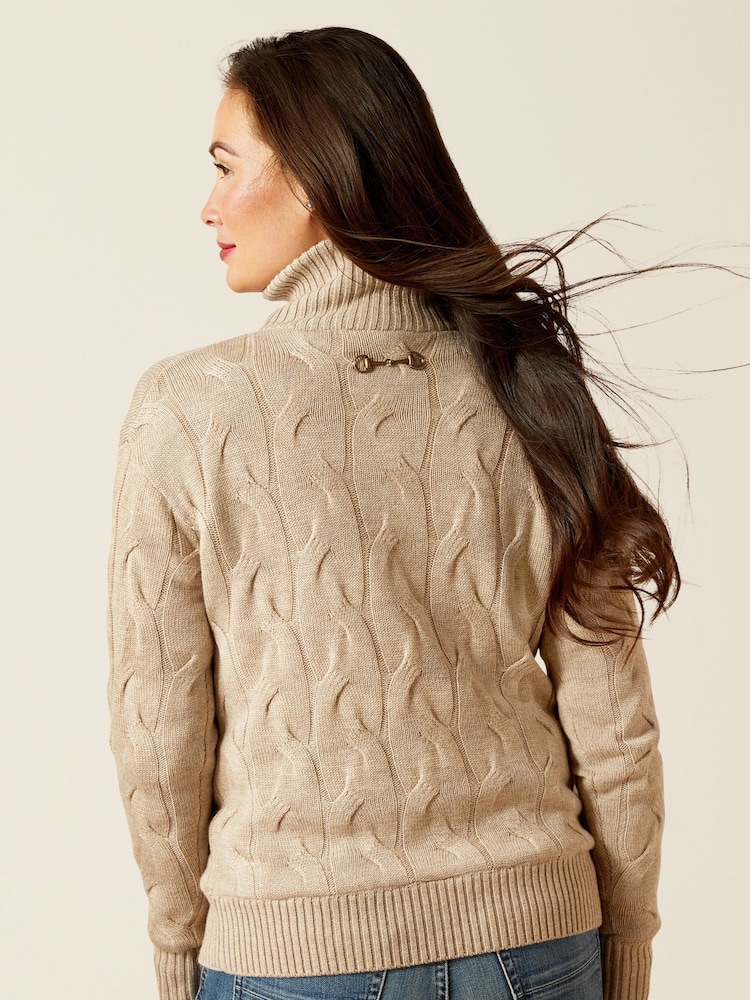 Ariat Alamere Wind Resistant 1/2 Zip Brown Sweater - Image 2 of 5