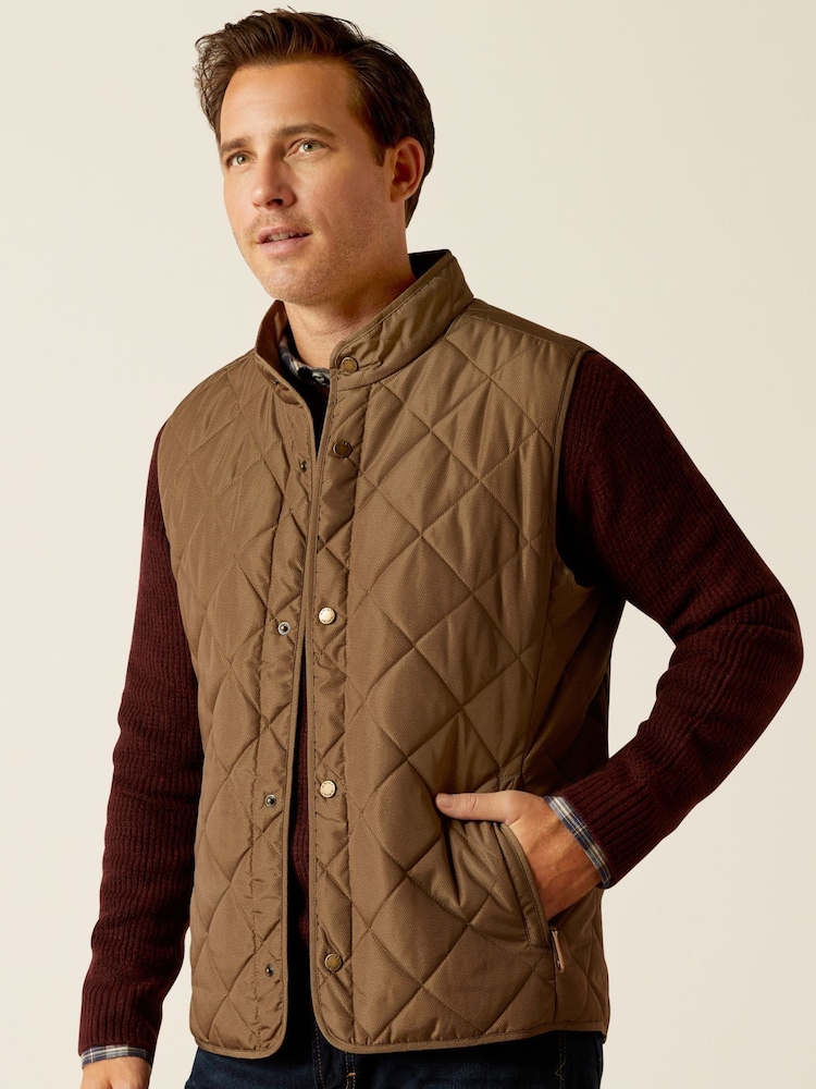 Ariat Woodside Quilted Brown Gilet - Image 1 of 4 Ariat Woodside Quilted Brown Gilet - Image 1 of 4