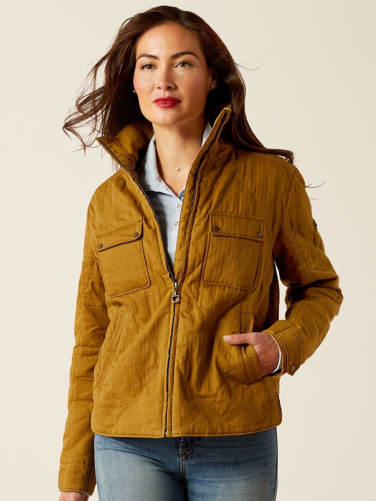 Ariat Rye Waxed Quilted 100% Cotton Brown Jacket - Image 1 of 5