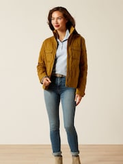 Ariat Rye Waxed Quilted 100% Cotton Brown Jacket - Image 3 of 5