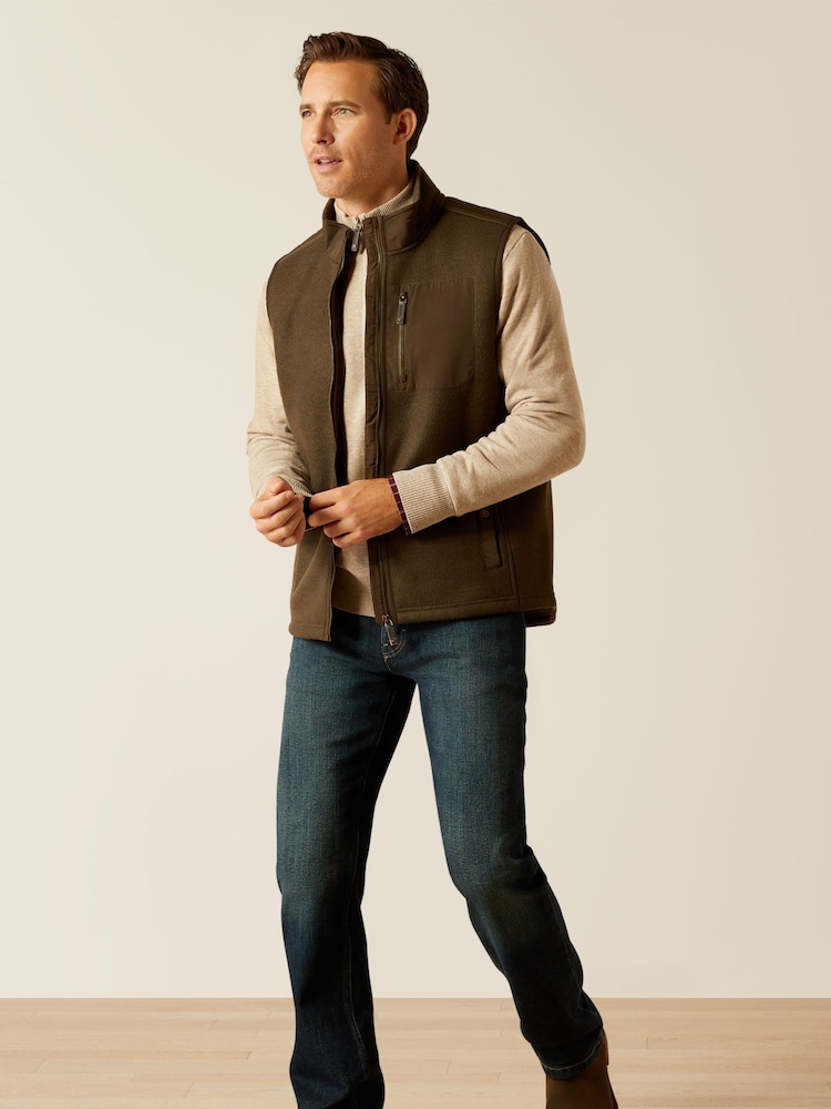 Ariat Millbrae Full Zip Brown Gilet - Image 2 of 5