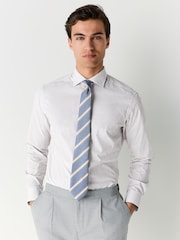 Neutral Stripe/Chambray Stripe with Pocket Square Slim Fit Shirt and Tie Pack - Image 2 of 10