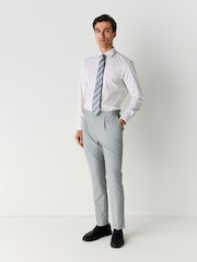 Neutral Stripe/Chambray Stripe with Pocket Square Slim Fit Shirt and Tie Pack - Image 3 of 10