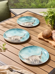 Set of 4 Teal Blue Hamish Picnic Dinner Plates - Image 1 of 5