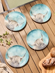 Set of 4 Teal Blue Hamish Picnic Dinner Plates - Image 2 of 5
