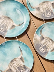 Set of 4 Teal Blue Hamish Picnic Dinner Plates - Image 3 of 5
