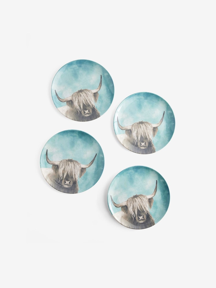 Set of 4 Teal Blue Hamish Picnic Dinner Plates - Image 5 of 5