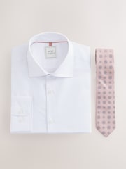 White/Pink Medalion Slim Fit Occasion Shirt And Tie Pack - Image 6 of 8