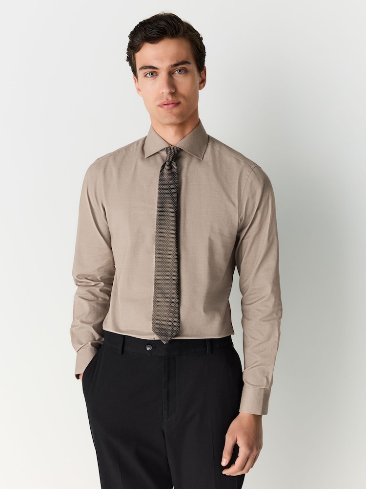 Бежево-коричневый - Summer Cotton Blend Smart Shirt And Pocket Square Pack - Изображение 1 из 6 Бежево-коричневый - Summer Cotton Blend Smart Shirt And Pocket Square Pack - Изображение 1 из 6