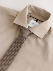 Neutral Brown Slim Fit Smart Shirt, Tie and Pocket Square Pack - Image 8 of 9