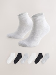 Black/White/Grey Essential Mid Trainer Socks 6 Pack - Image 1 of 8