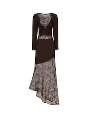 Hot Squash Mermaid Fit Asymmetric Brown Gown - Image 5 of 5