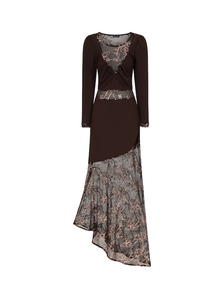 Hot Squash Mermaid Fit Asymmetric Brown Gown - Image 5 of 5 Hot Squash Mermaid Fit Asymmetric Brown Gown - Image 5 of 5