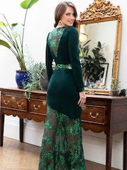 Hot Squash Green Asymmetric Mermaid Fit Gown - Image 2 of 4