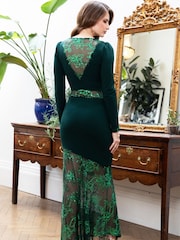 Hot Squash Green Asymmetric Mermaid Fit Gown - Image 3 of 4
