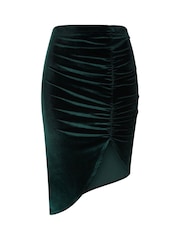 Hot Squash Green Velvet Asymmetric Ruched Skirt - Image 5 of 5