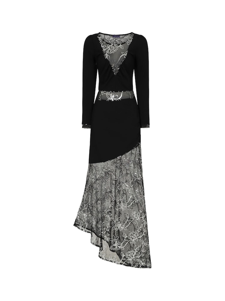 Hot Squash Mermaid Fit Asymmetric Black Gown - Image 5 of 5 Hot Squash Mermaid Fit Asymmetric Black Gown - Image 5 of 5