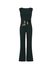 Hot Squash Green Sequin Waist Jumpsuit - Slika 7 iz 7
