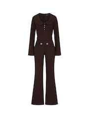 Hot Squash Bell Bottom Brown Jumpsuit with Collar Detail - Image 7 of 7