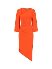 Hot Squash Orange Ruched Scuba Midi Dress - Image 6 of 6