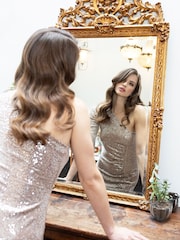 Hot Squash Cream One Sleeved Sequin Ruched Dress - Image 5 of 7