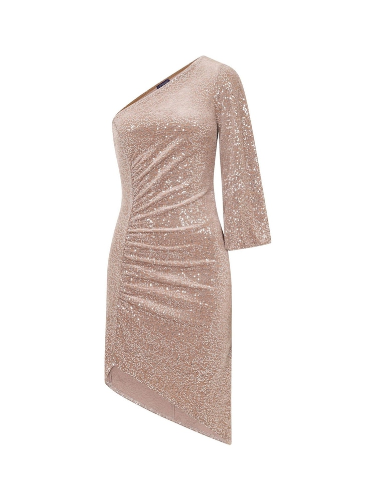 Vestido crema de una manga con lentejuelas y fruncido de Hot Squash - Imagen 7 de 7 Vestido crema de una manga con lentejuelas y fruncido de Hot Squash - Imagen 7 de 7