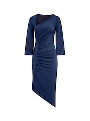 Hot Squash Blue Ruched Scuba Midi Dress - Image 6 of 6