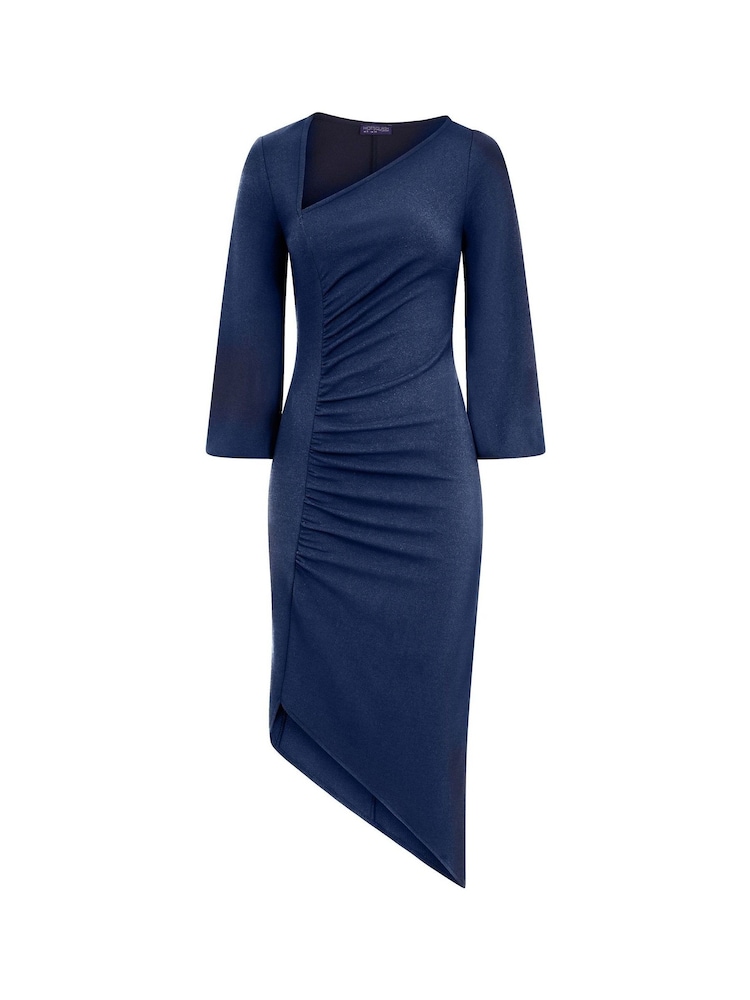 Hot Squash Blue Ruched Scuba Midi Dress - Image 6 of 6