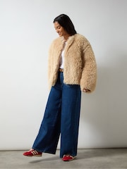 Ro&Zo Brown Beige Faux Fur Coat - Image 5 of 7