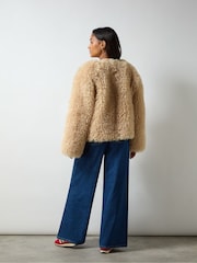 Ro&Zo Brown Beige Faux Fur Coat - Image 6 of 7