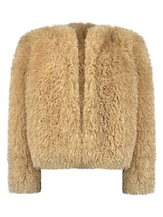 Ro&Zo Brown Beige Faux Fur Coat - Image 7 of 7