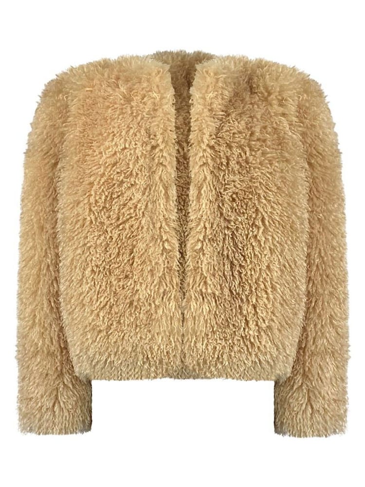 Ro&Zo Brown Beige Faux Fur Coat - Image 7 of 7