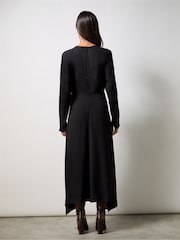 Ro&Zo Black Crepe Keyhole Midi Dress - Image 2 of 4