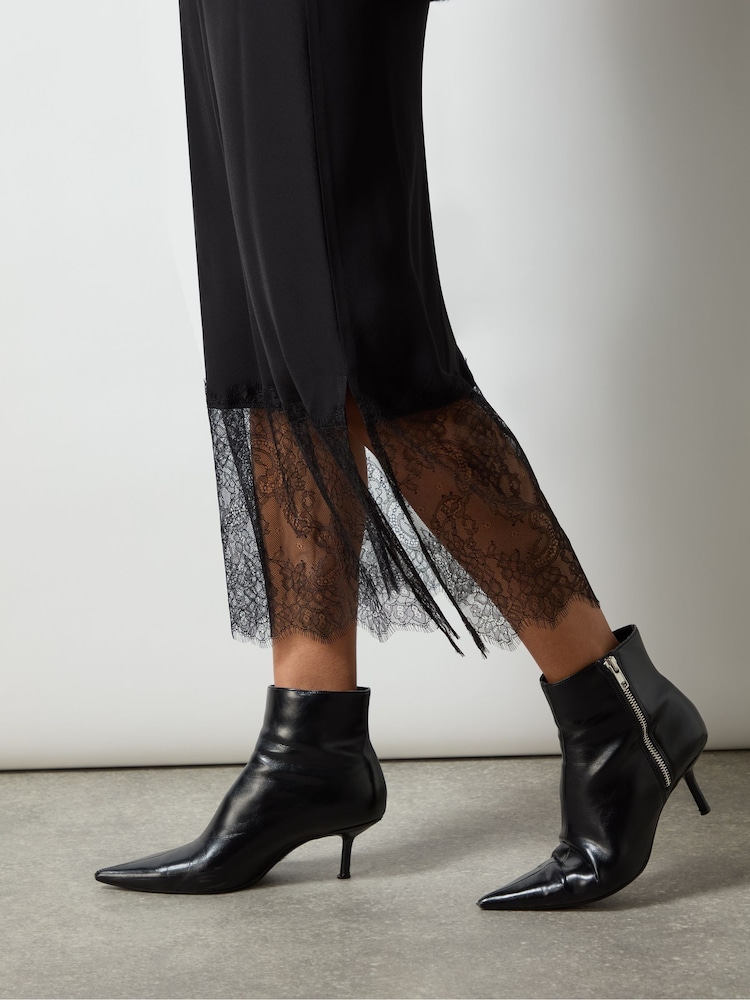 Ro&Zo Black Crepe Lace Trim Skirt - Image 3 of 4