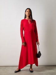 Ro&Zo Red Crepe Keyhole Midi Dress - Image 1 of 5