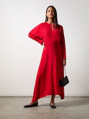 Ro&Zo Red Crepe Keyhole Midi Dress - Image 3 of 5
