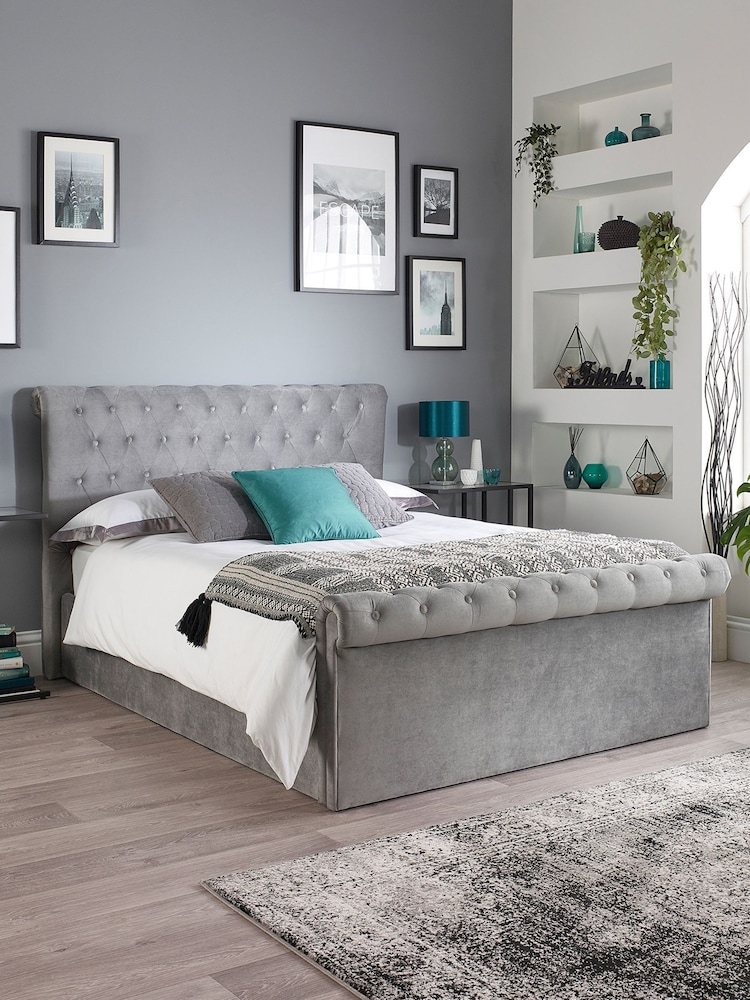 Aspire Furniture Grey Chesterfield Side Lift Ottoman Storage Bed - Image 1 of 5