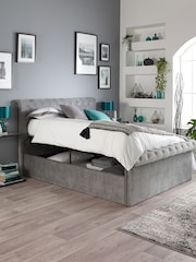 Aspire Furniture Grey Chesterfield Side Lift Ottoman Storage Bed - Image 4 of 5